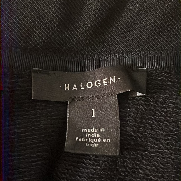 Halogen Eyelet Sleeve Back Keyhole Tie Neck Black Sweatshirt Size Large - Picture 5 of 6